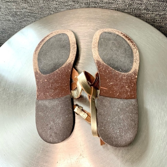 MATISSE leather sling back thong sandals summer minimalist Womens8 metallic gold - Picture 7 of 7